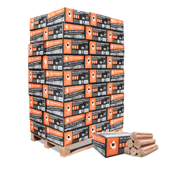 Buchen-Holzkohlebriketts – 18 kg | 972 kg Palette