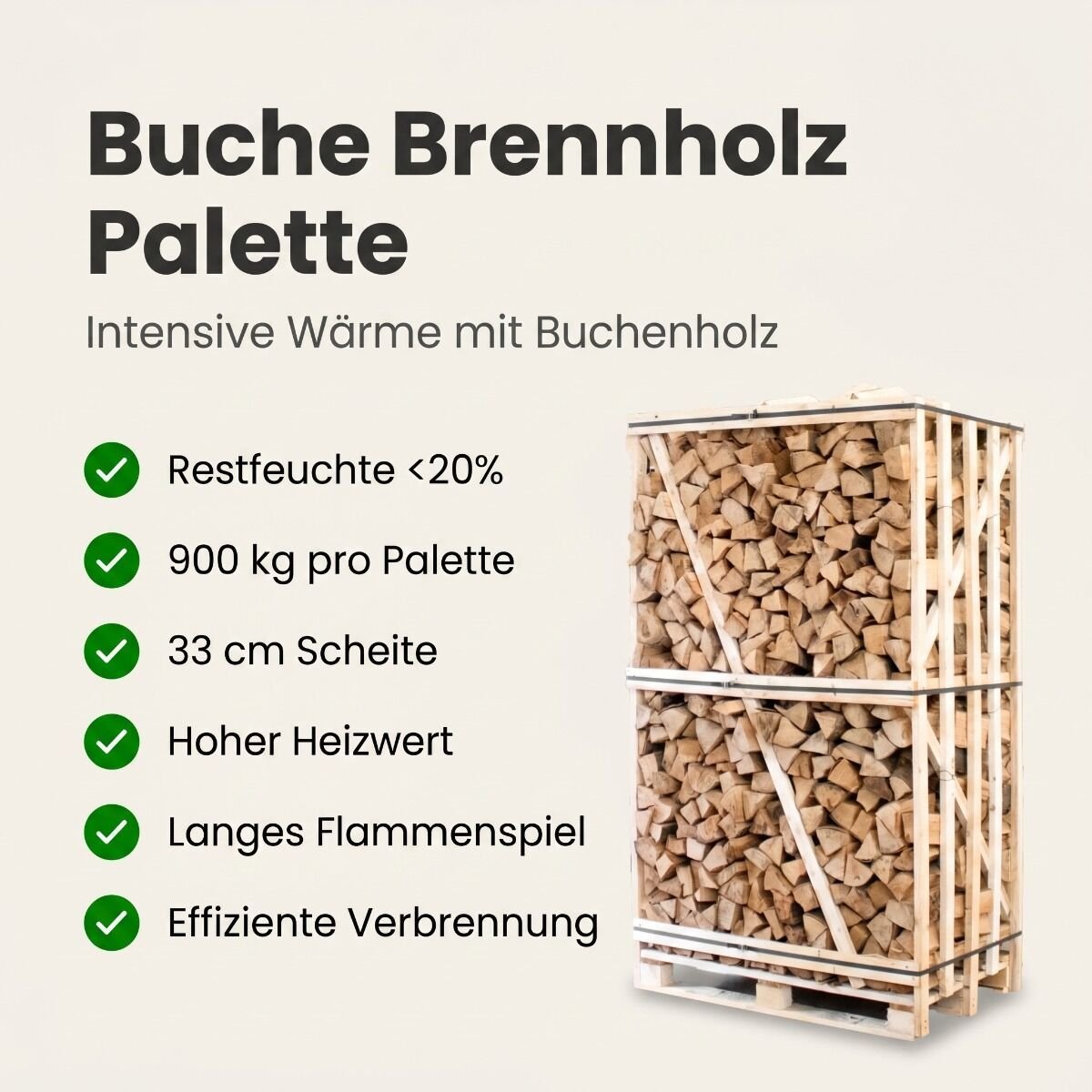c75db3f849e45d1c8dc7787974859794.jpg Eichen-Brennholz kammergetrocknet 1 Raummeter Palette lange Brenndauer – Bild 1