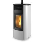 Pelletofen MCZ Club Comfort Air 12 UP! Absolute 11,9 kW - Ausführung: Top Keramik Schwarz, Seiten Stahl Weiß